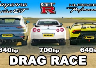 (VIDEO) - Lamborghini Performante vs 700hp GT-R vs Cayenne Turbo GT - DRAG RACE